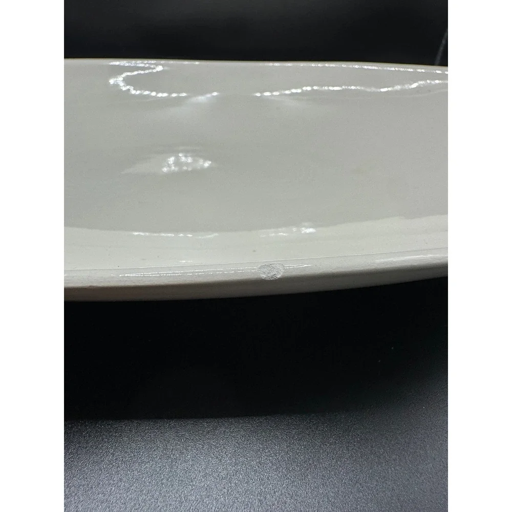 Handcrafted Cream White Ceramic Oval Serving Platter Stoneware 15in set is 2